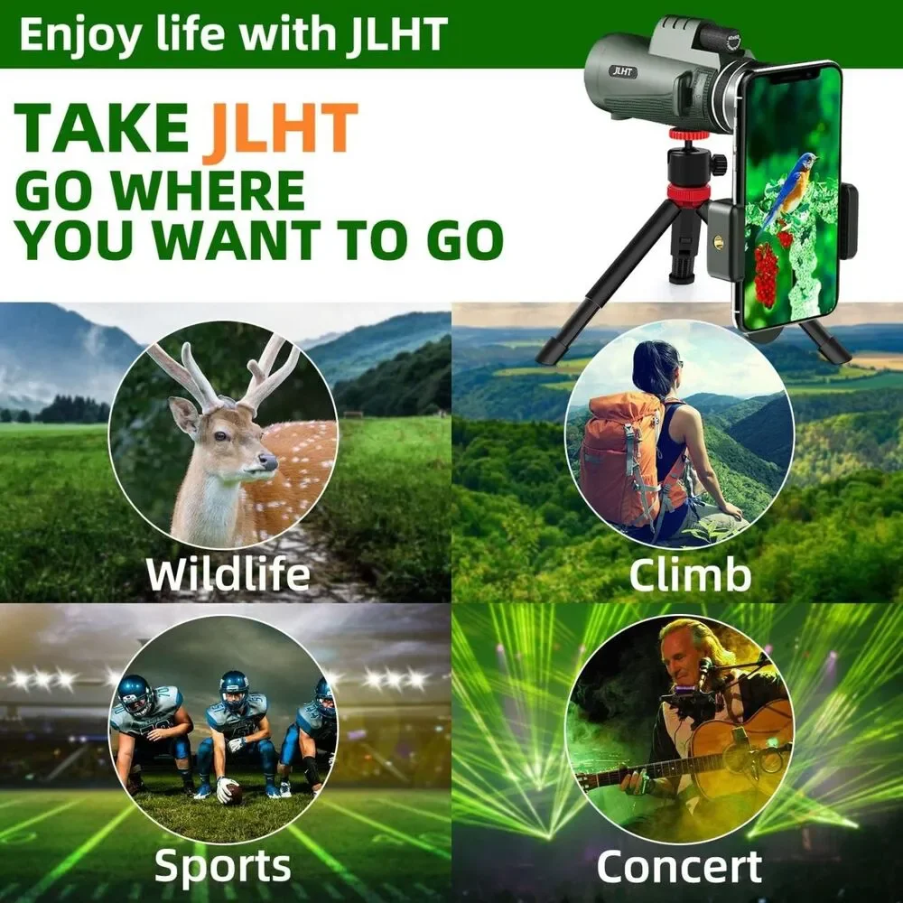 40X60 High Power Monocular Telescope with Smartphone Adapter Tripod Travel Bag